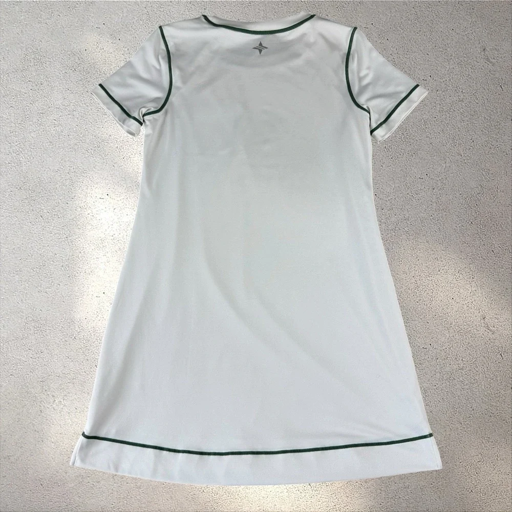 Tuckernuck Tennis Sport Dress White Green Trim Front Pocket Preppy Sz Small